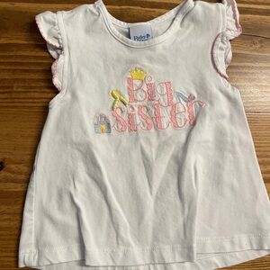 Baby Essentials White and Yellow Short Sleeve Tee with Ruffle Sleeves